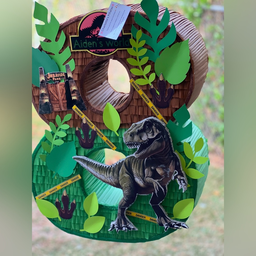 Dinosaur-Themed Party Decoration with Green and Brown Accents - Picture 2 of 10